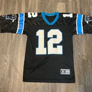 VTG 90s Starter Carolina Panthers Kerry Collins Jersey Sz46 L Black USA Made NFL